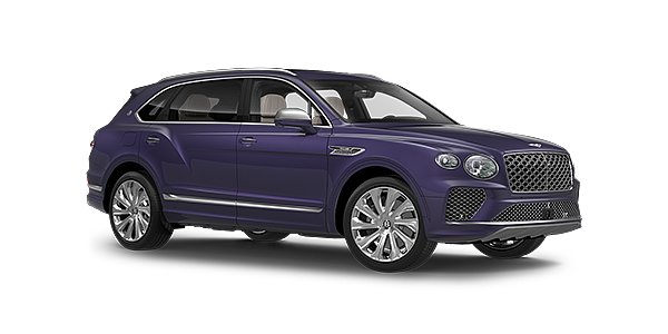 Bentley Kyiv Bentayga Extended Wheelbase Mulliner luxury SUV front three quarter in Tanzanite Purple paint